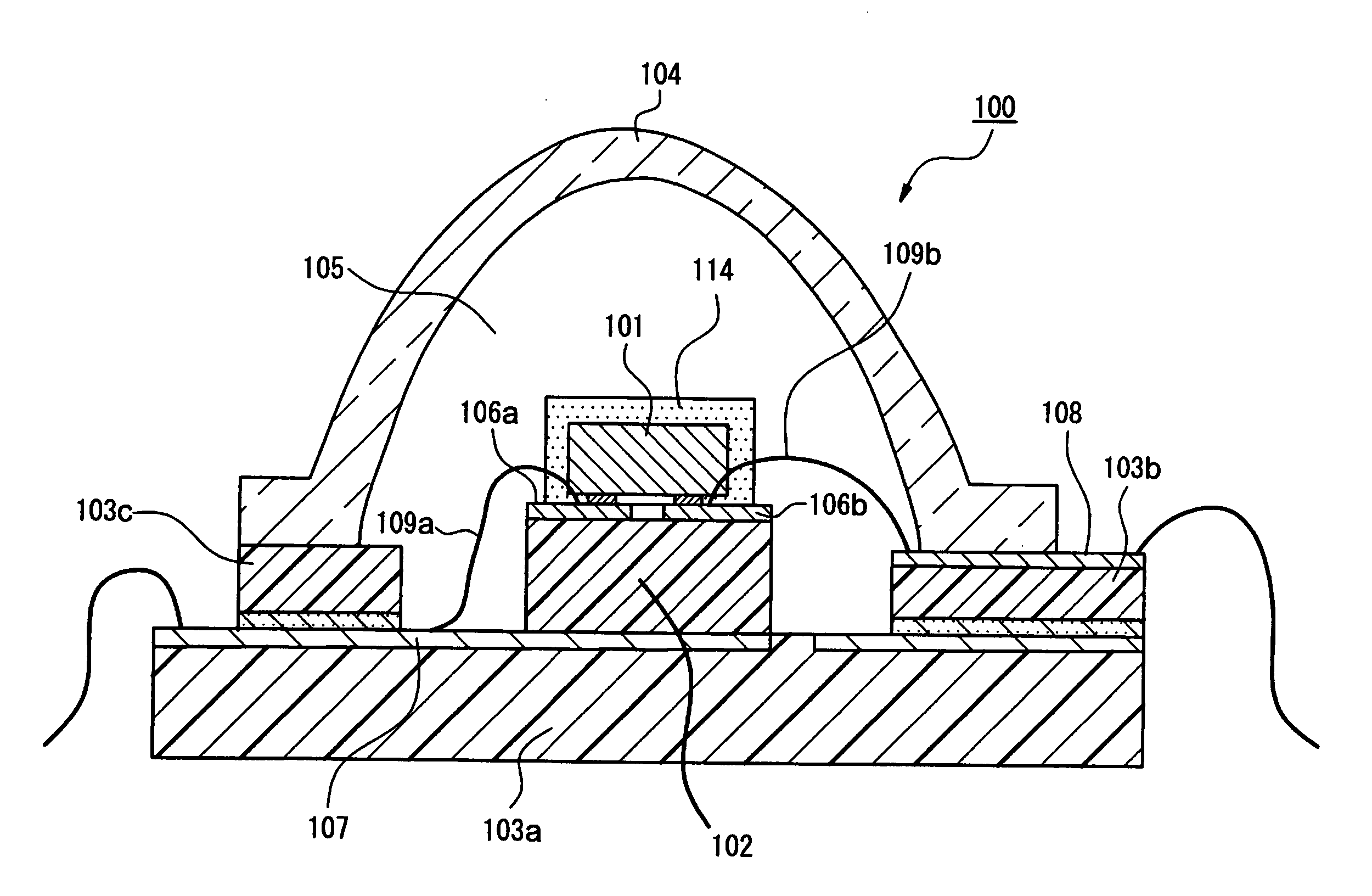 Light emitting device with silicone resin layer formed by screen printing