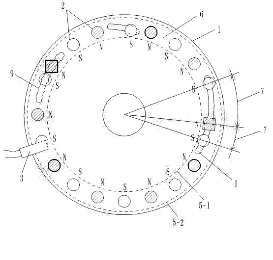 Rotary table type sensor provided with magnetic blocks with adjustable positions and magnetic fluxes for booster bicycle