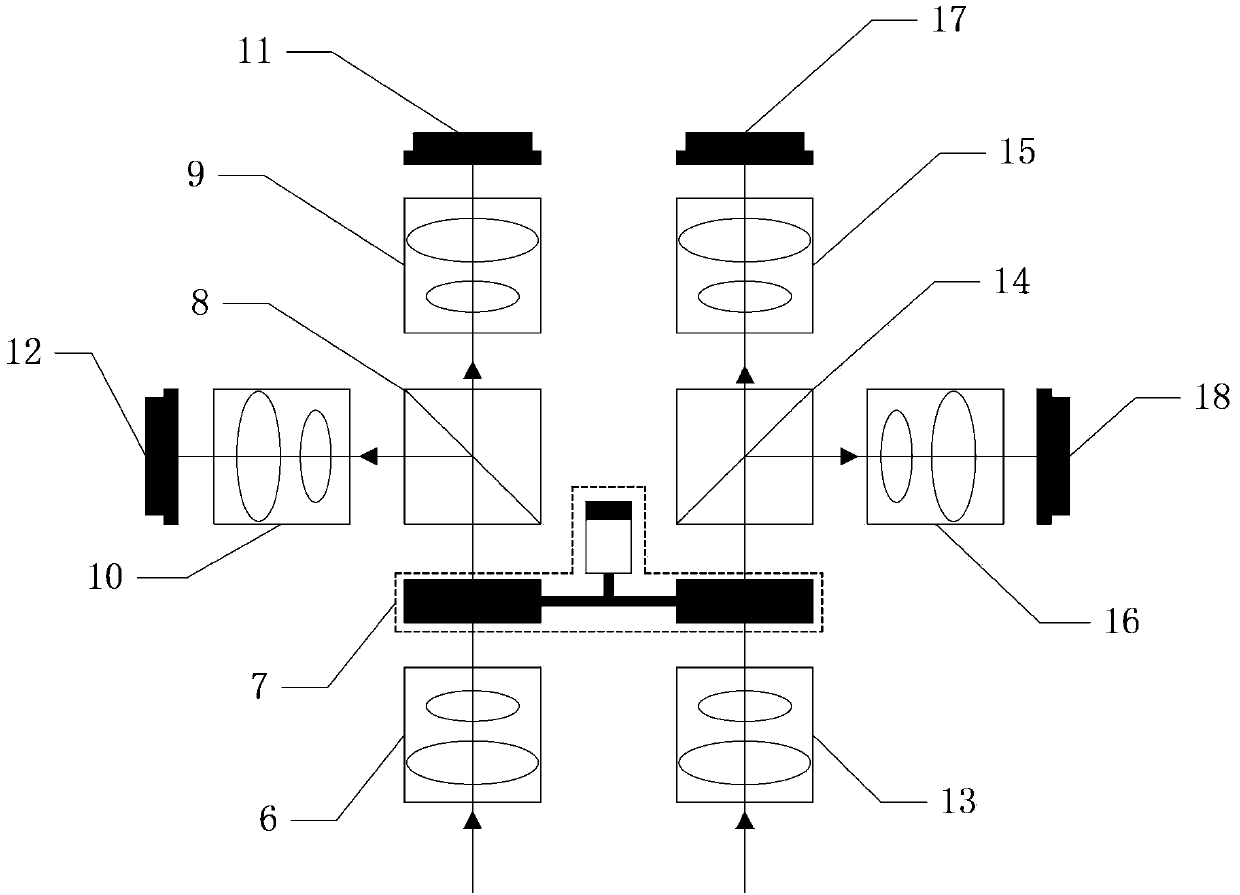 Lens light splitting mode-based focal plane splicing aerial surveying camera with extra large plane