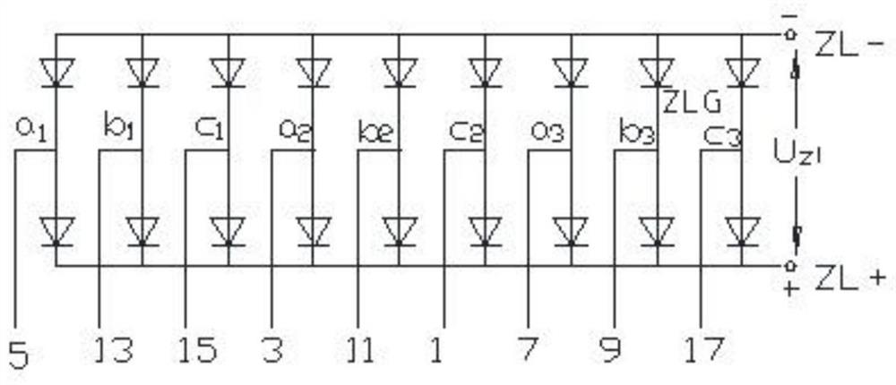 Three-phase 18-pulse asymmetric Y-shaped output winding phase-shifting rectifier