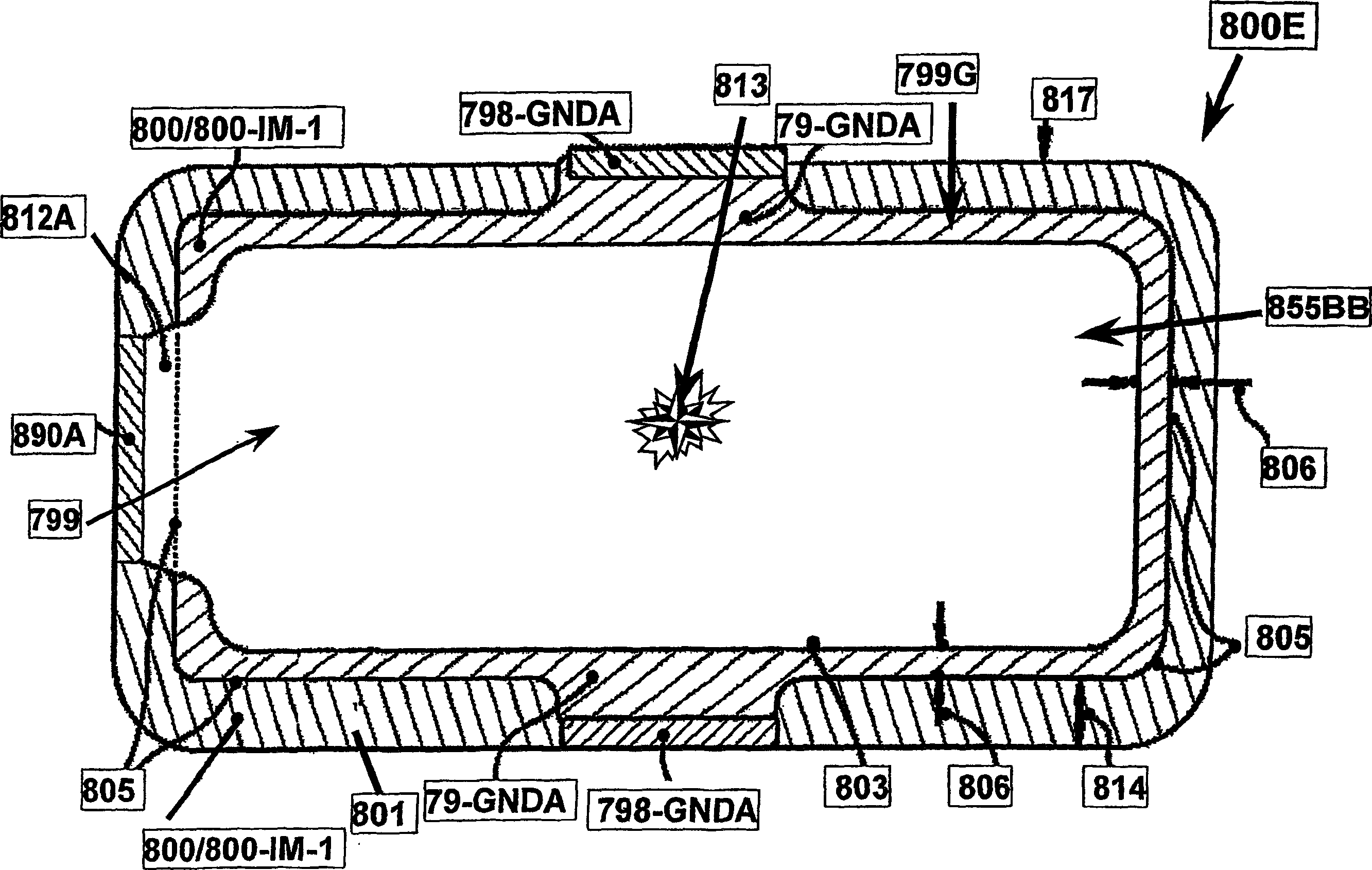 Passive electrostatic shielding structure for electrical circuitry and energy conditioning with outer partial-shielded energy pathways