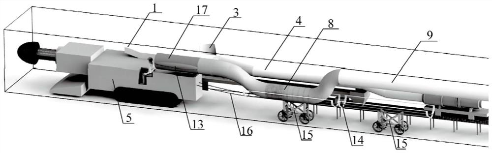 Vortex flow-rotational flow dual-field air separator dust control method and device for tunneling face