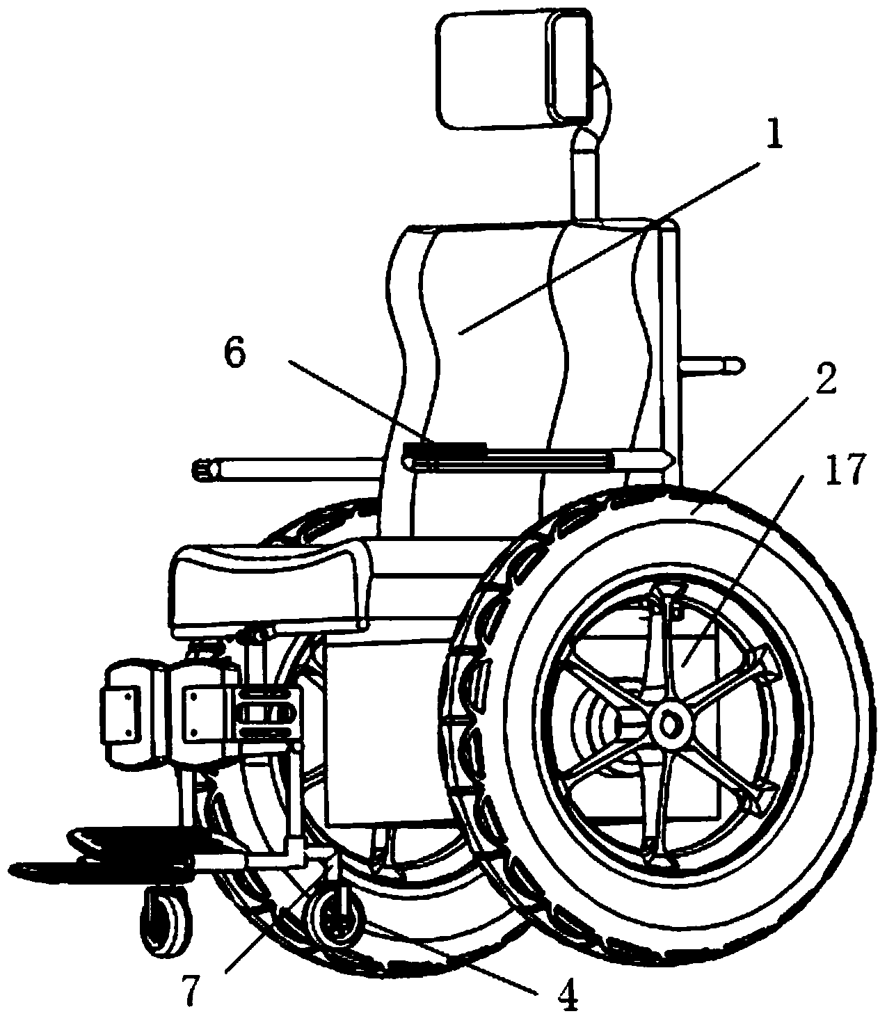 Two-wheeled wheelchair with multi-degree-of-freedom gravity center adjusting function