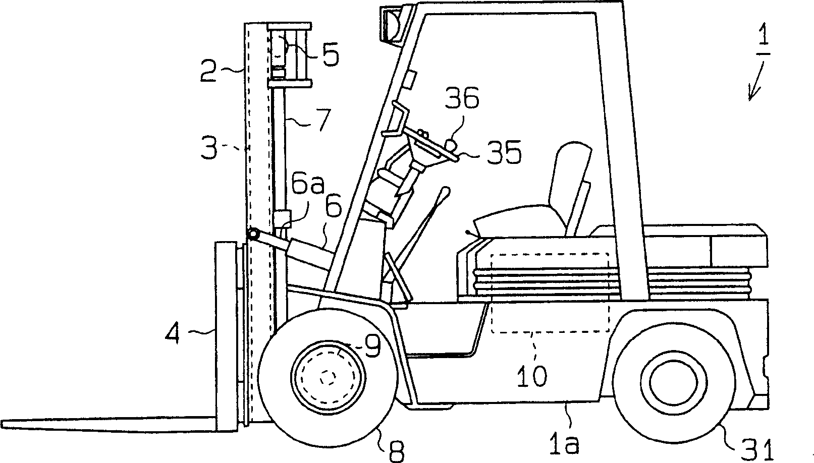 Industrial vehicle with power steering apparatus and steering wheel angle correction device
