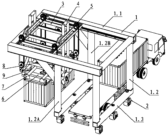 Cantilever type railway container vertical turning loading and unloading equipment and operation method