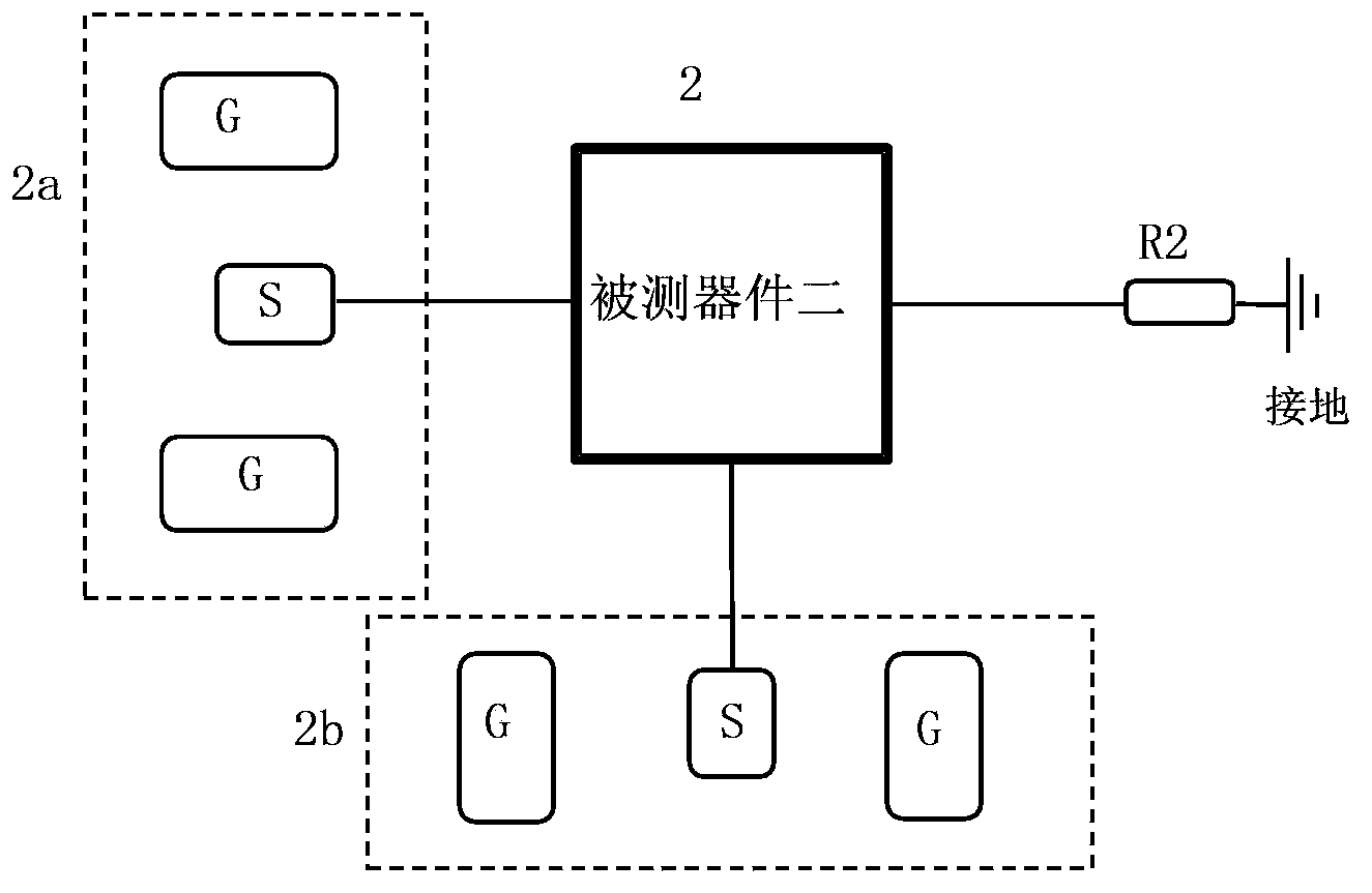 Testing structures and testing method for three-port RF devices