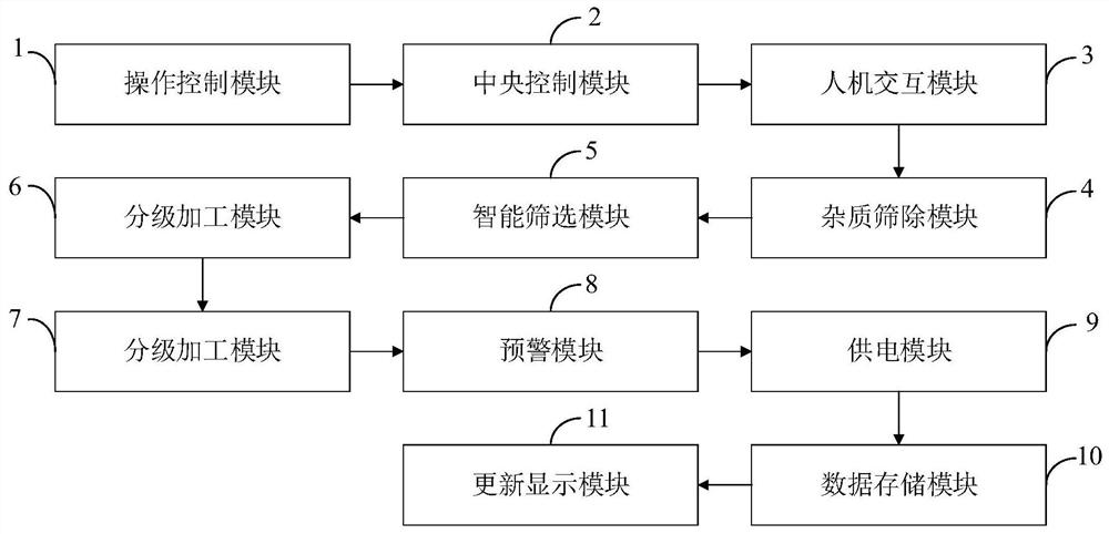 Intelligent rice particle screening system with swinging device