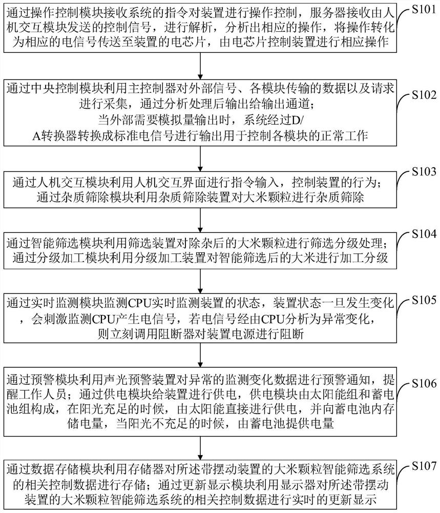 Intelligent rice particle screening system with swinging device