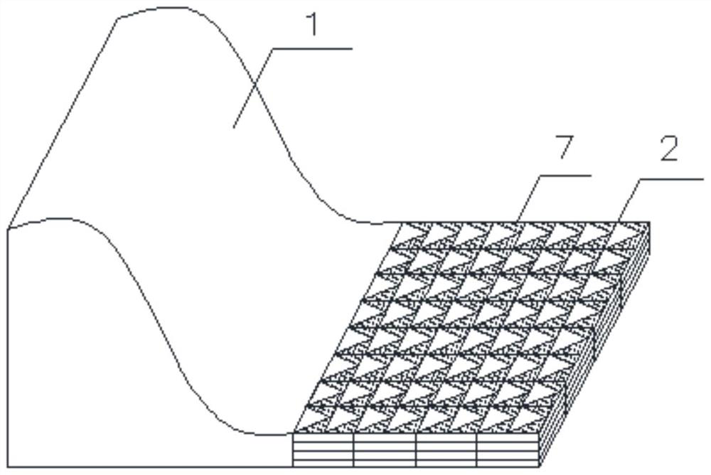 A three-dimensional grid structure and energy dissipation method for energy dissipation of a discharge gravity dam