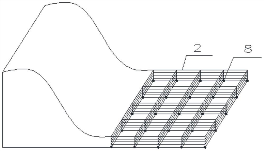 A three-dimensional grid structure and energy dissipation method for energy dissipation of a discharge gravity dam