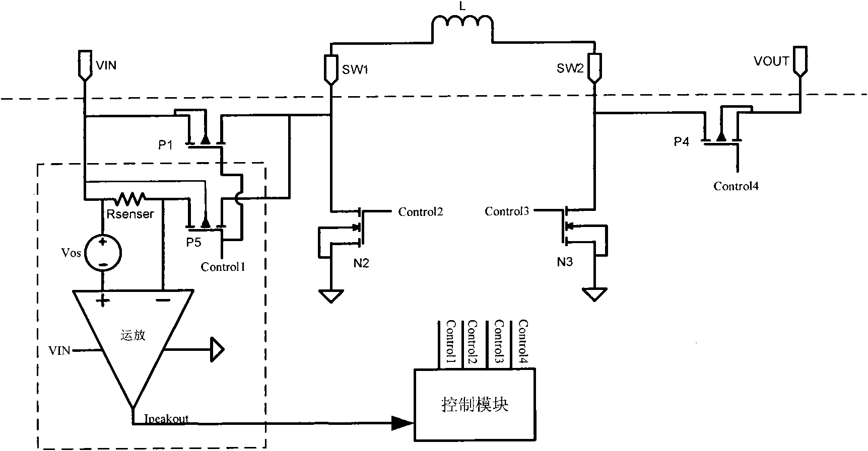 Circuit and method for detecting inductance peak current of DC-DC (direct current-direct current) converter