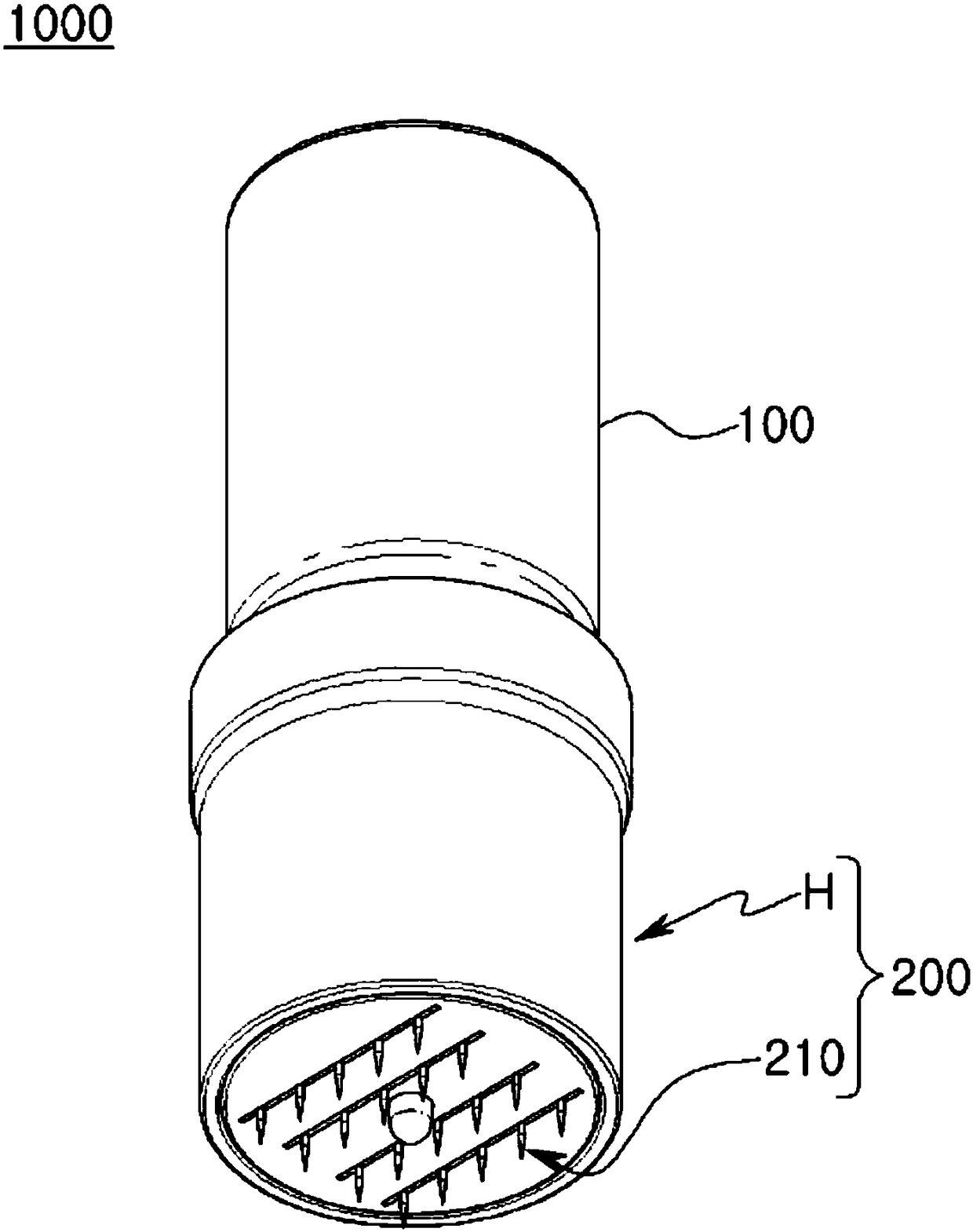 Stamp type apparatus for injecting fluid