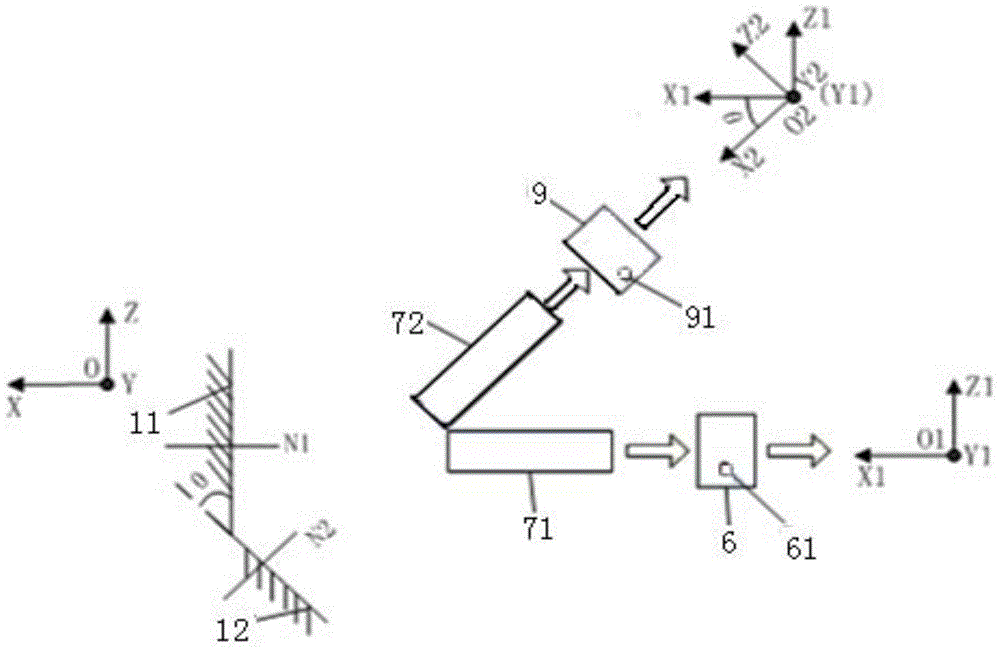 Three-dimensional rotating angle measurement method and device adopted by same