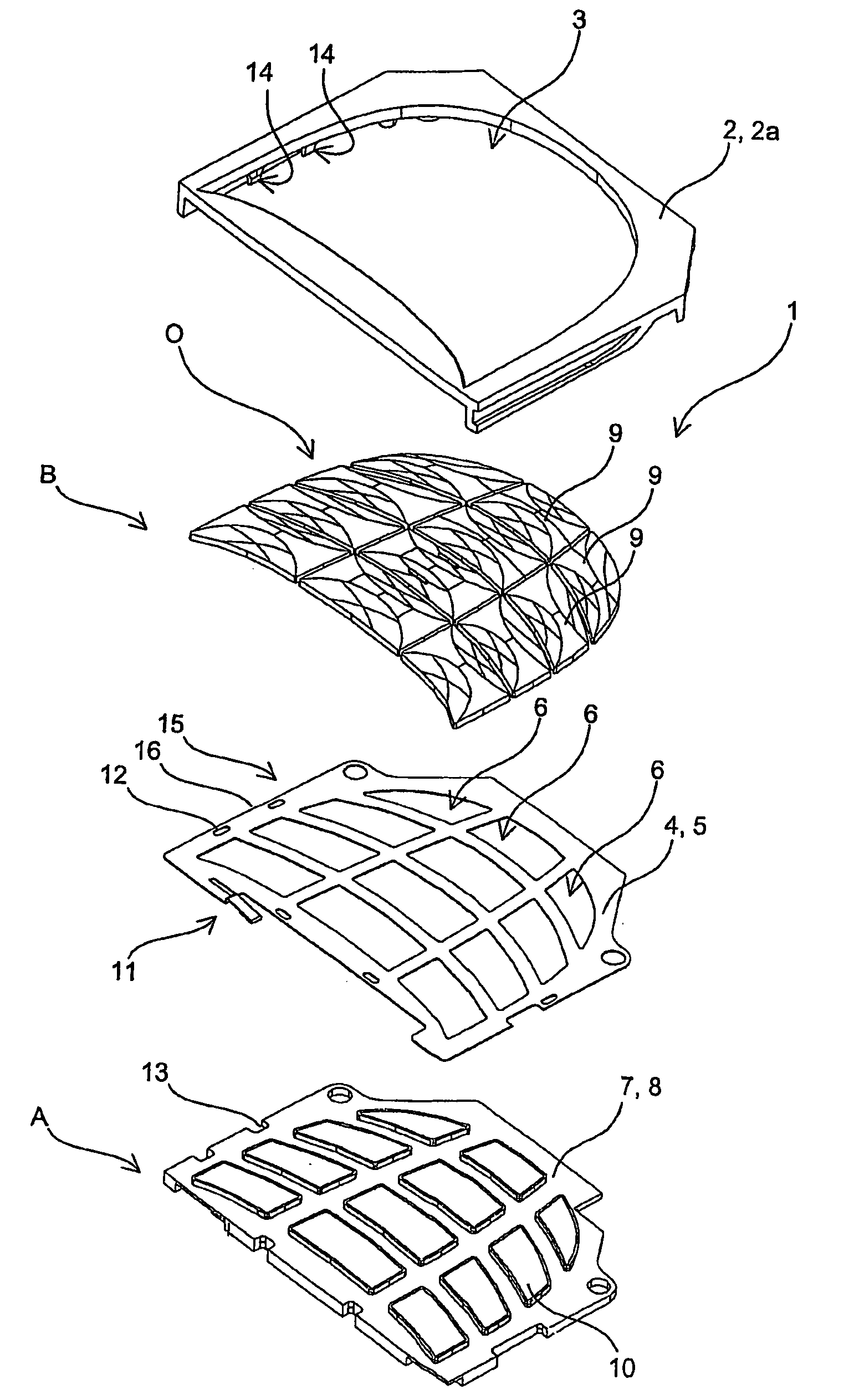 Input device, especially for a mobile telephone, module comprising an input device, mobile telephone and method for the production thereof