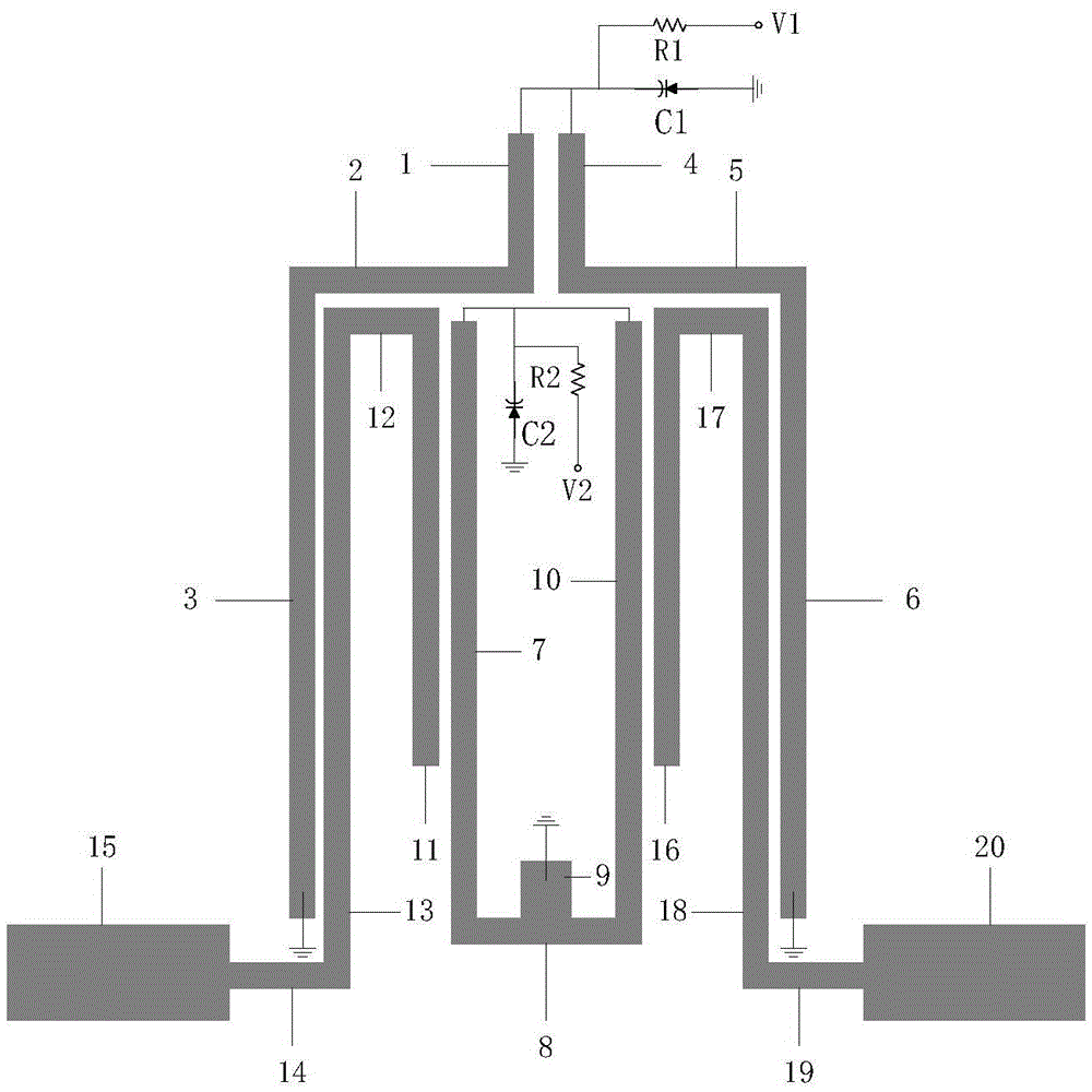 Adjustable dual-frequency band-pass filter with independent power