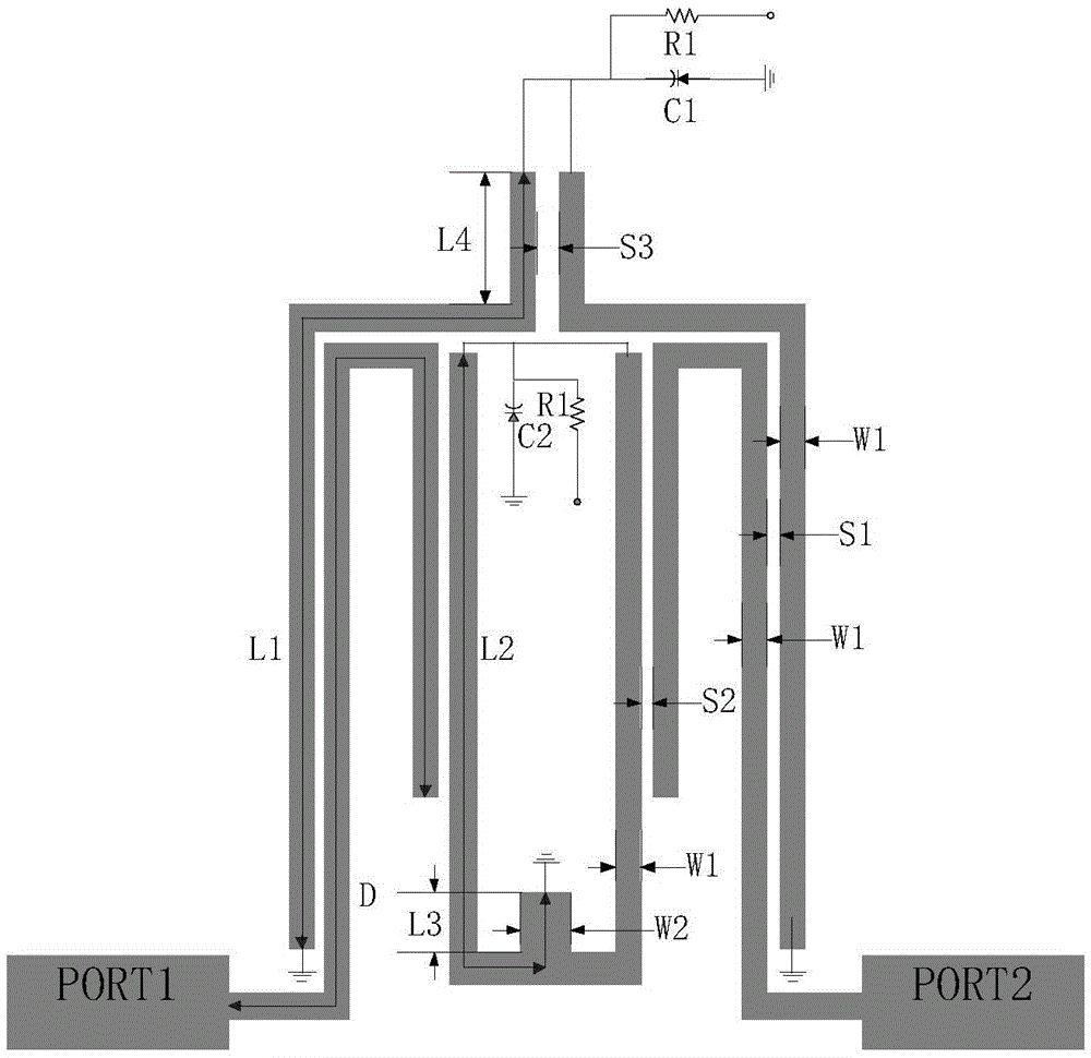 Adjustable dual-frequency band-pass filter with independent power