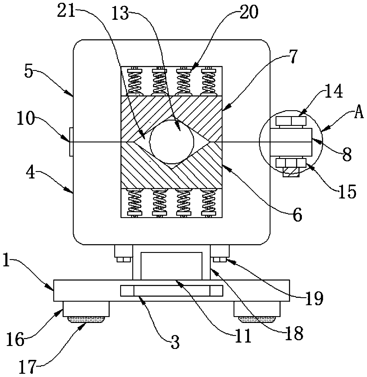 Device pressing device of optical fiber fixing element