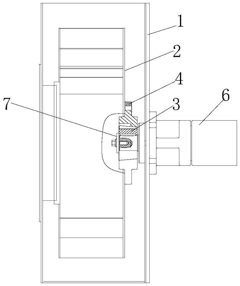 Transmission connection structure of fan impeller of sweeper truck