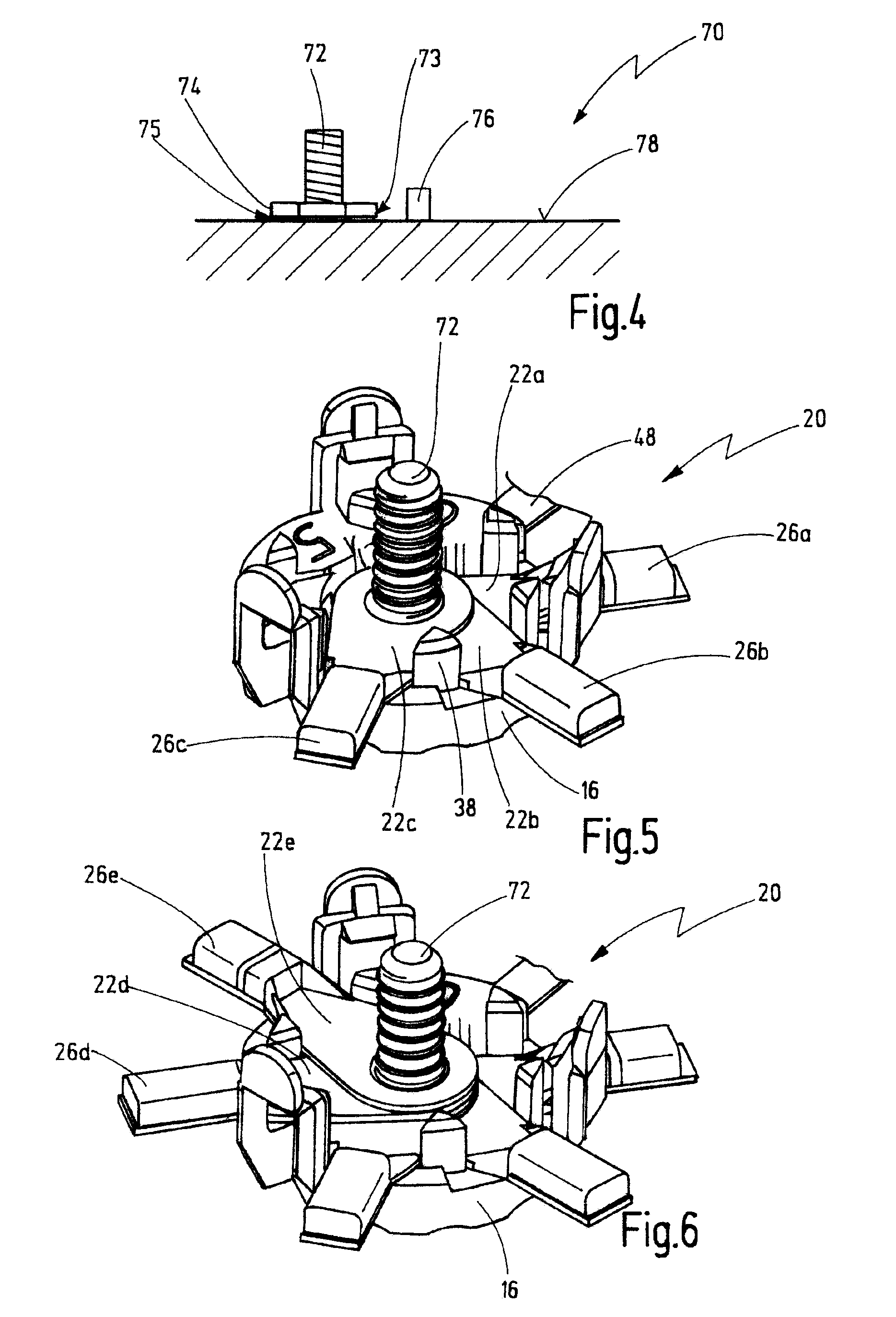 Retaining device for cable lugs