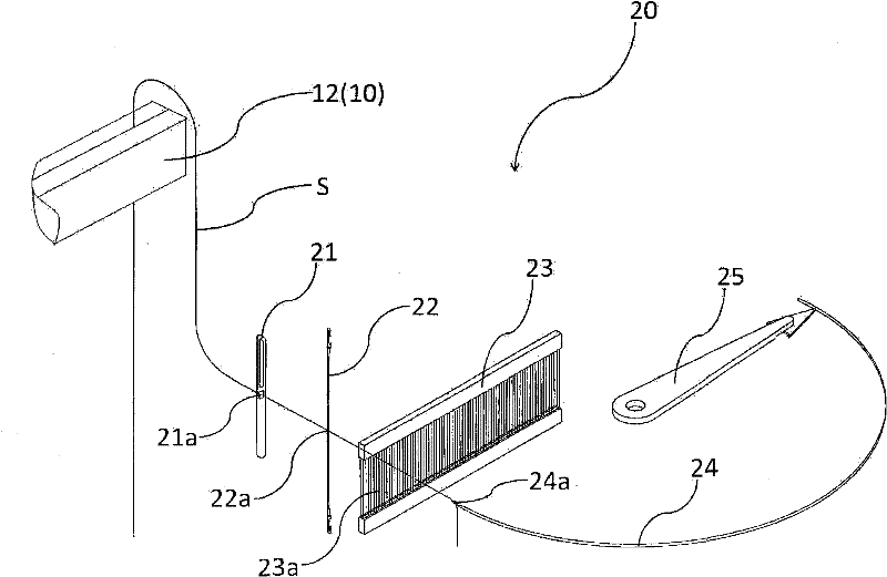 Warp self-threading device and method thereof