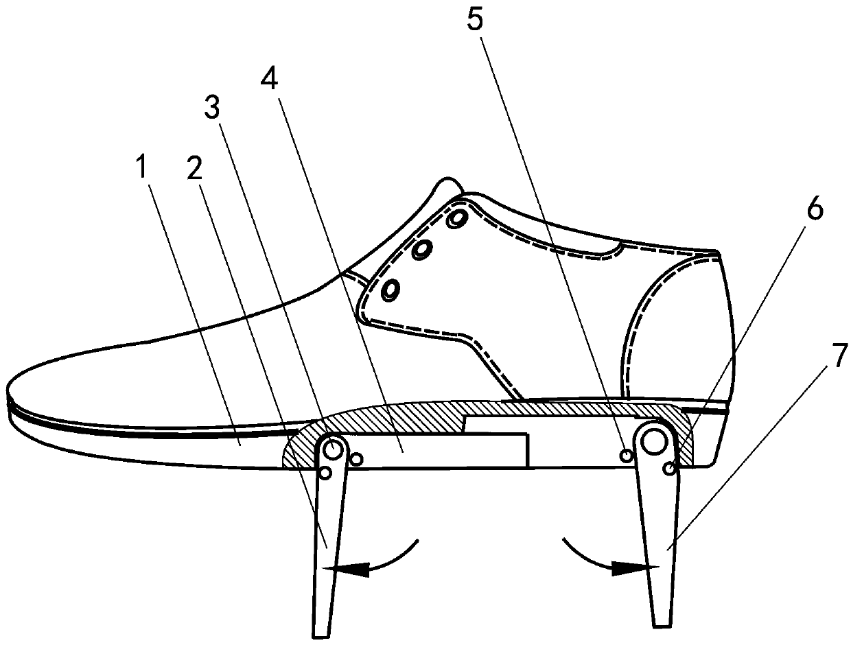 Shoes with folding heightening boards hidden under shoe soles