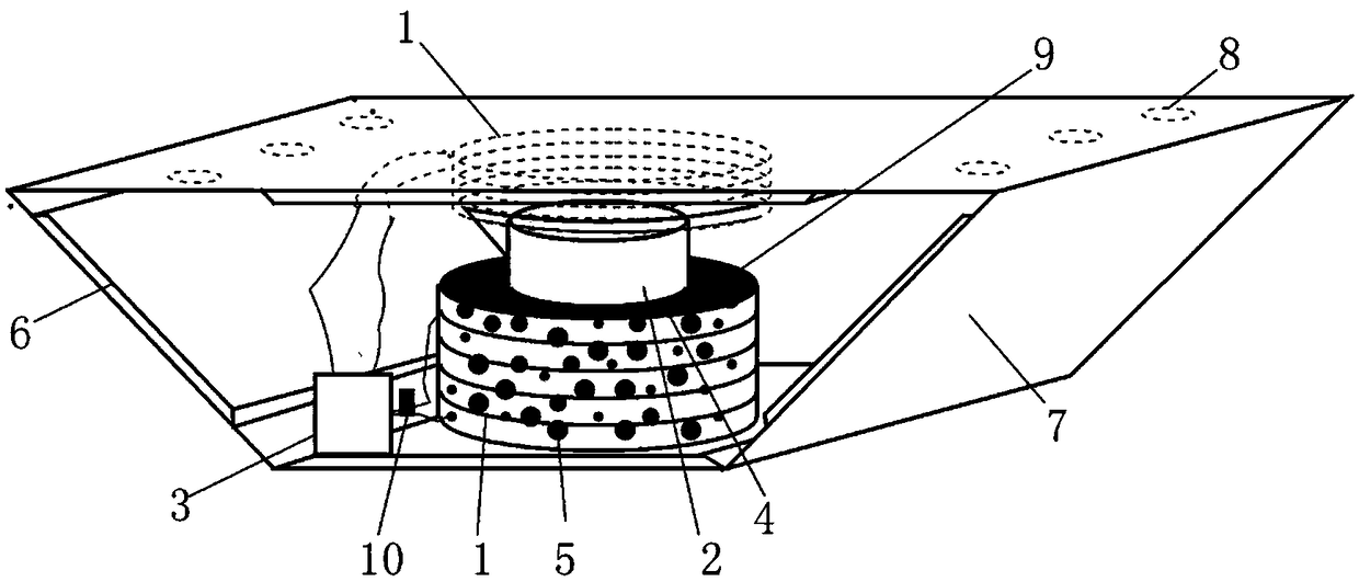 A piezoelectric-electromagnetic composite energy-collecting and vibration-damping device