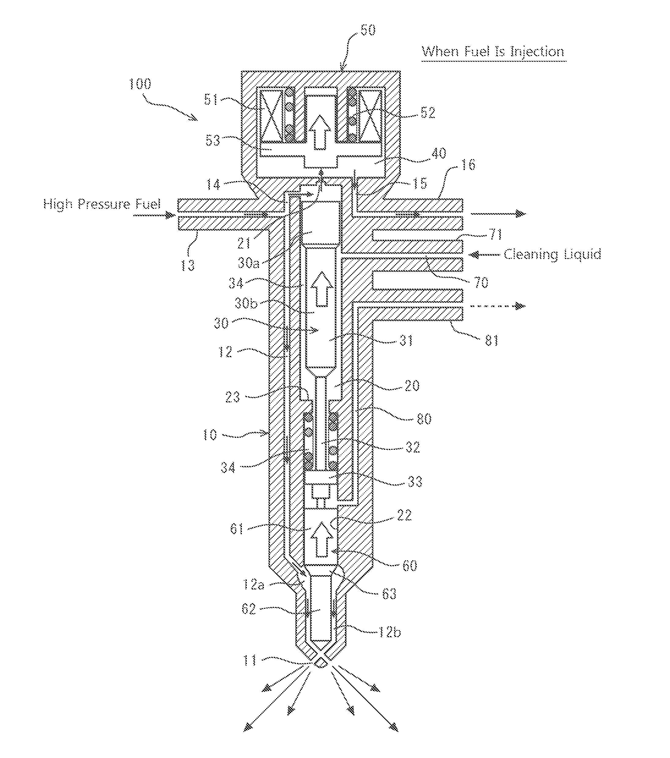 Injector, fuel injection system, and construction machine provided with same