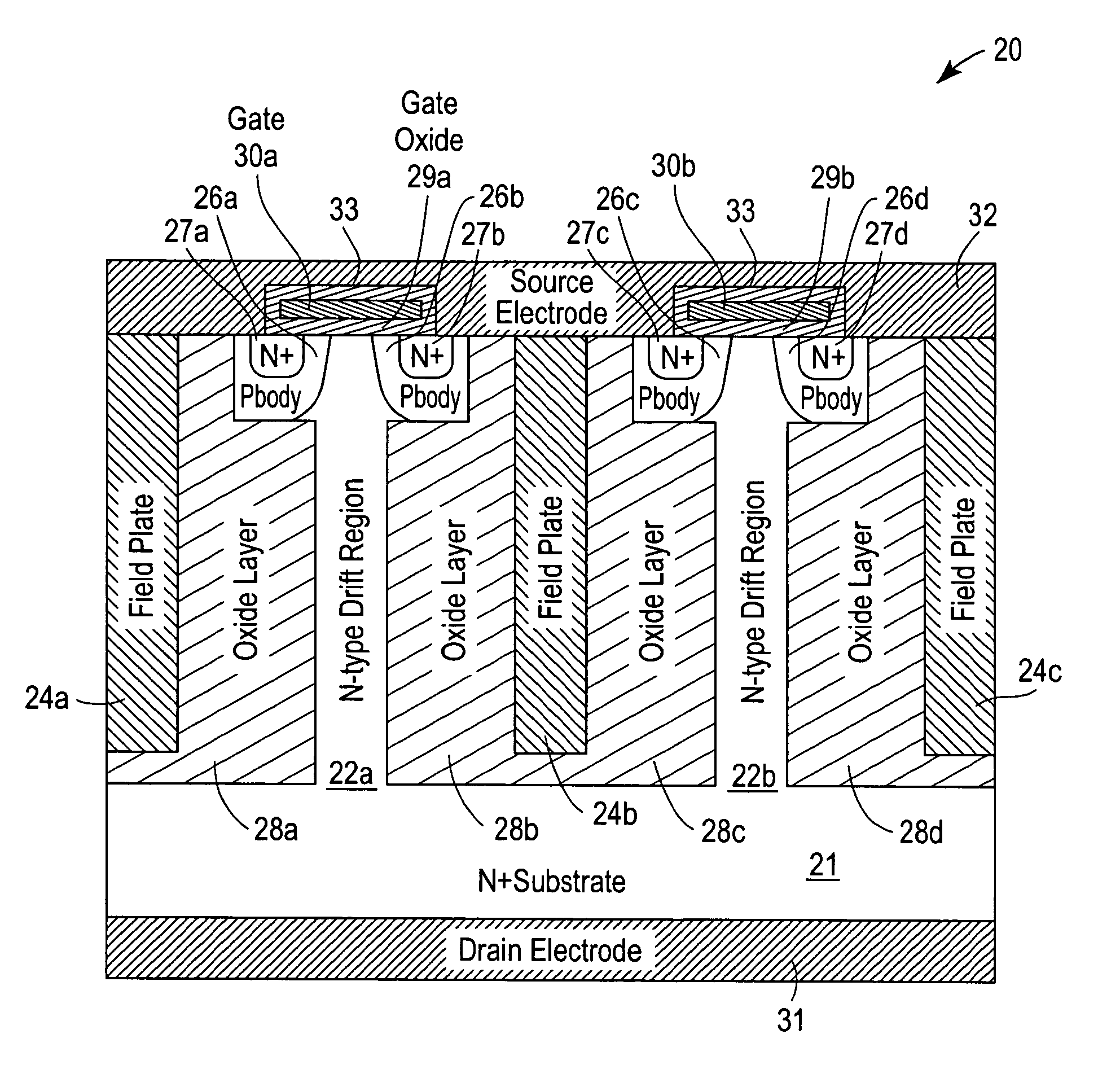 High-voltage vertical transistor with a multi-gradient drain doping profile