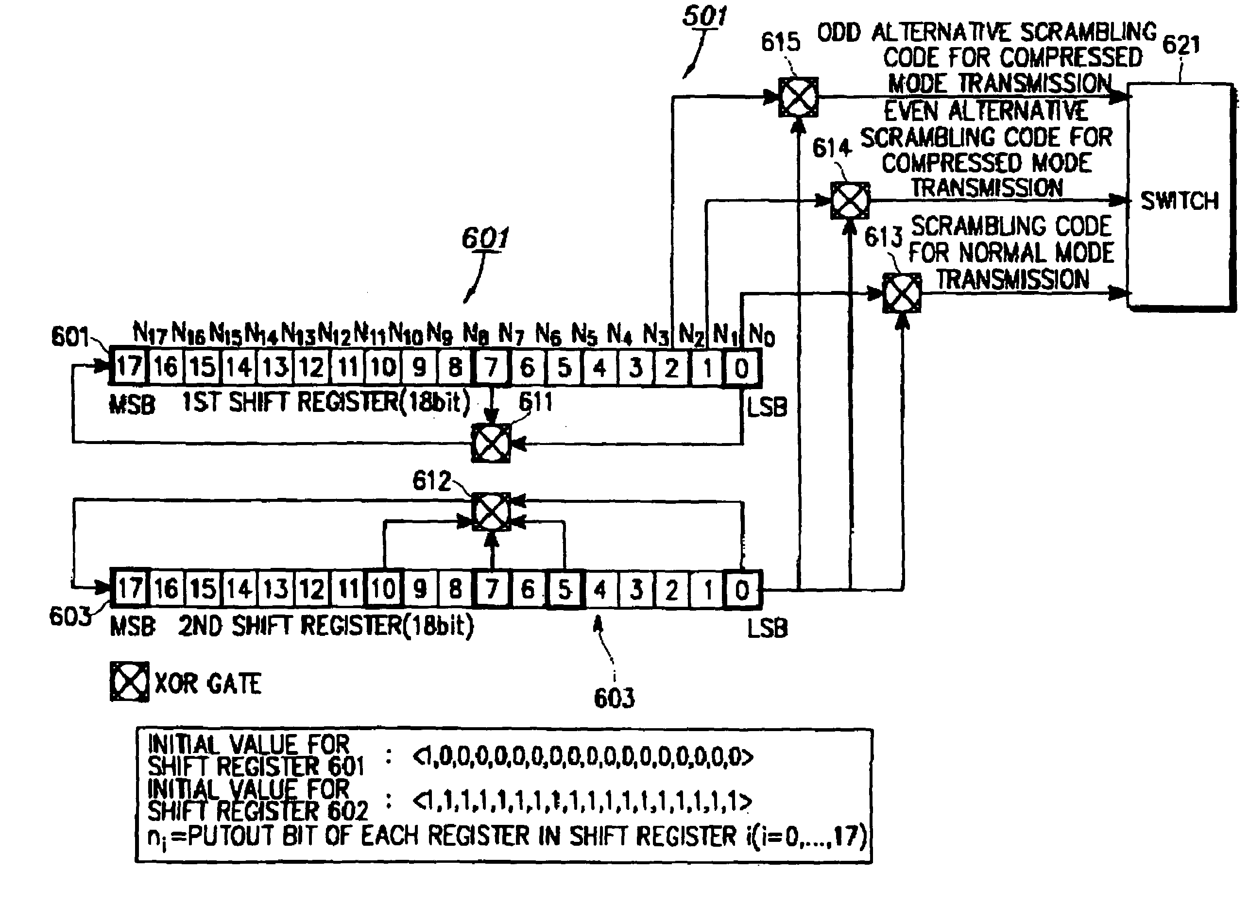 Apparatus and method for generating multiple scrambling codes in asynchronous mobile communication system