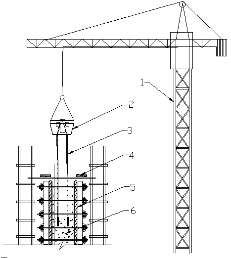 Rotational flow well shaft wall vibrating device and pouring and vibrating construction method