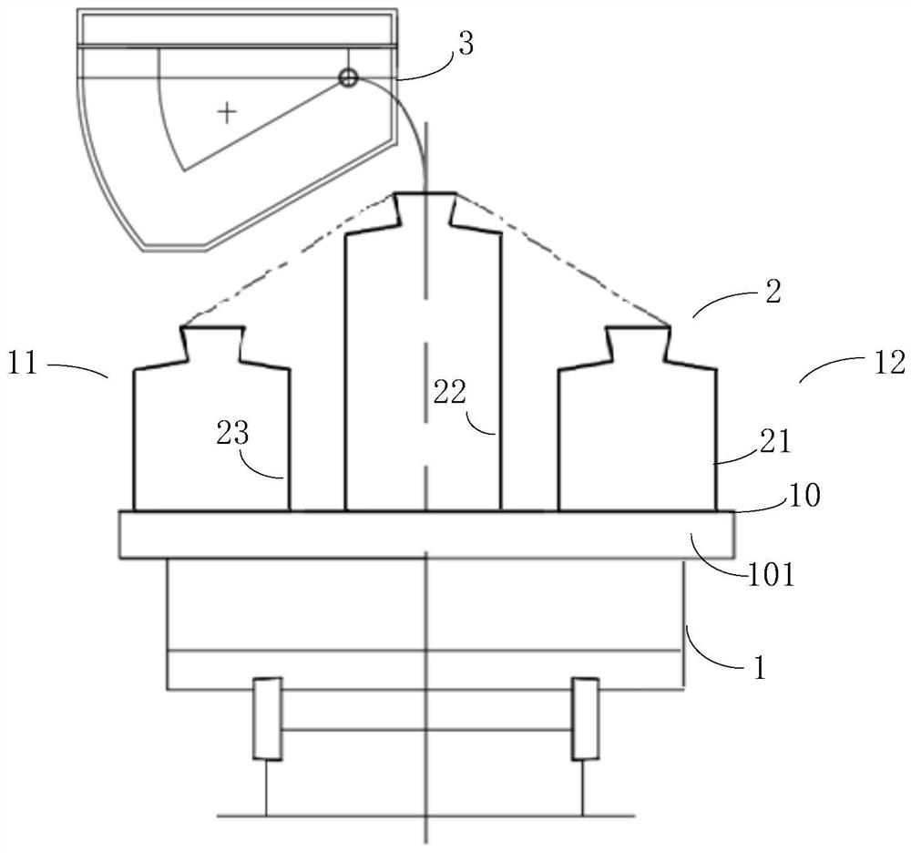 A stepped pouring system and pouring method for the front and back of multi-row formwork shells