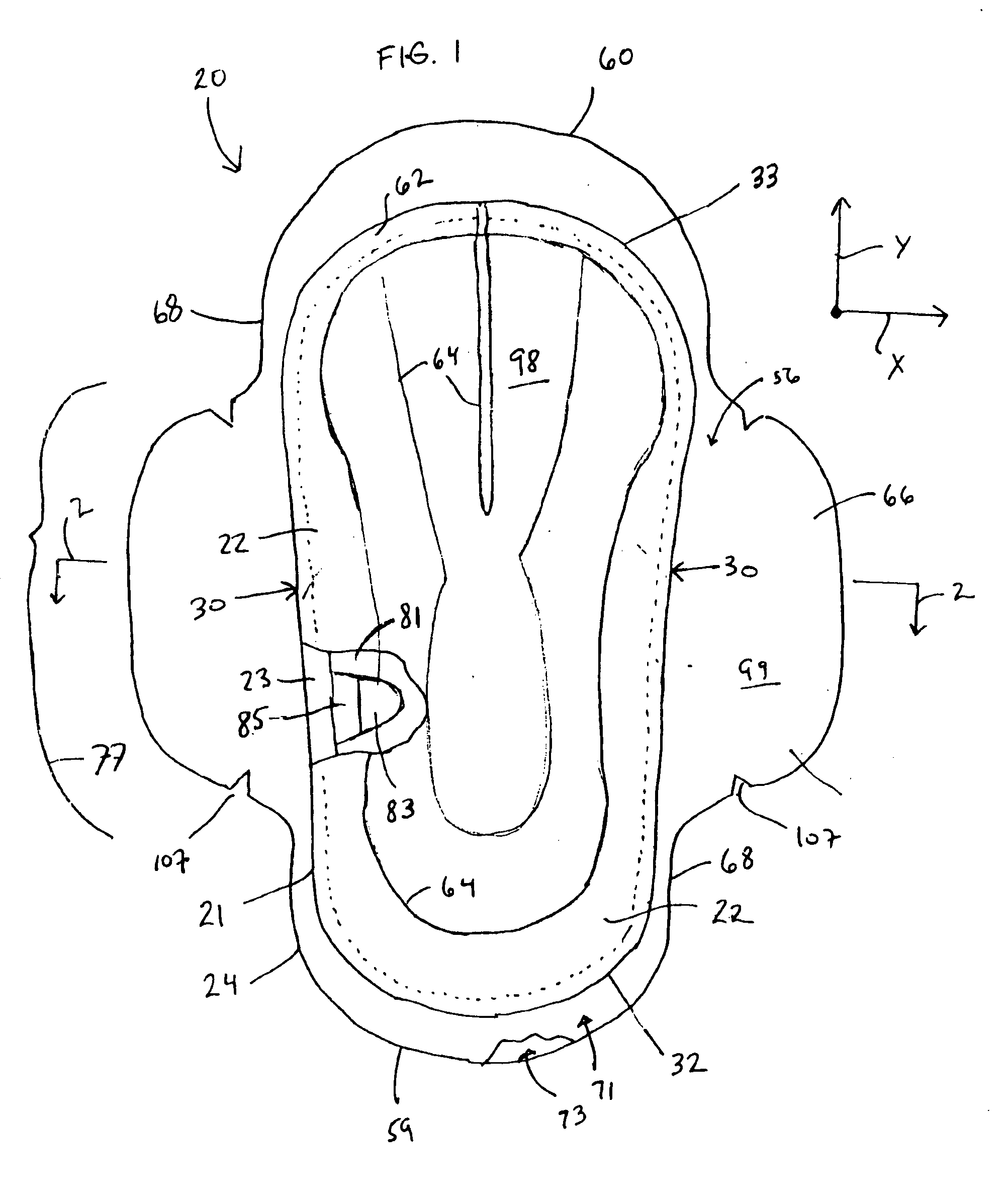 Compound absorbent article with improved body contact