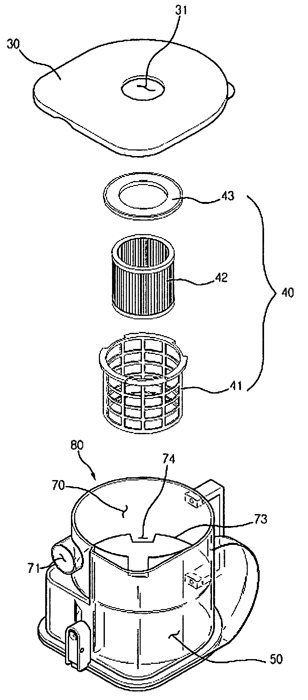 Filter assembly for vacuum cleaner