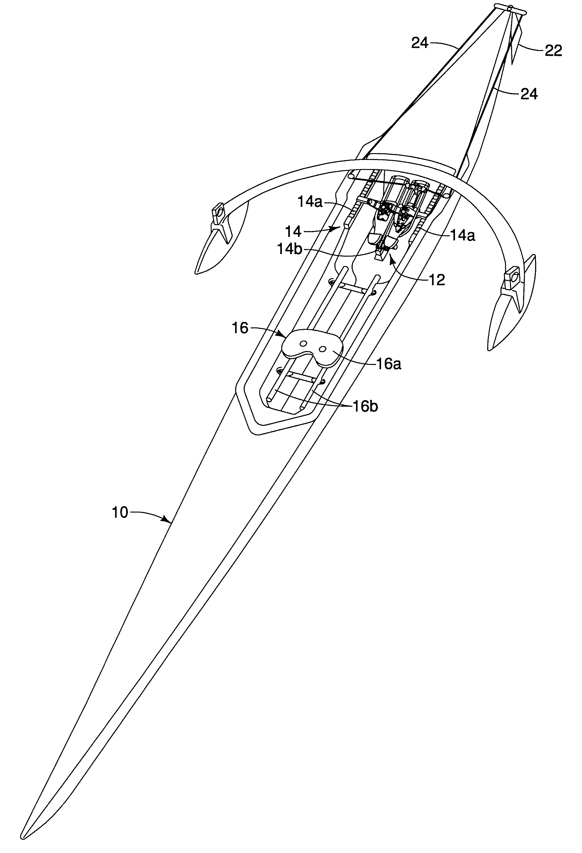 Rowing boat footrest assembly