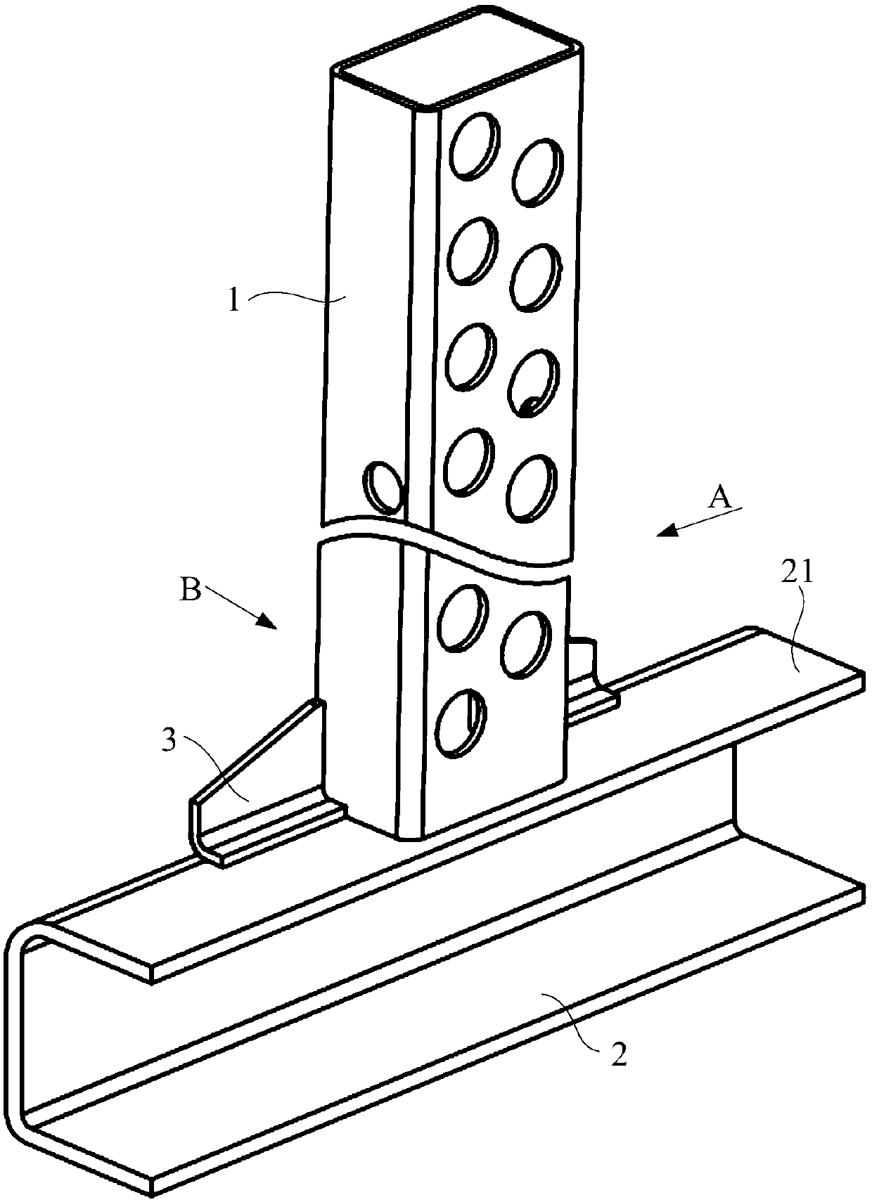 Connecting structure of side wall stand column and underframe boundary beam, vehicle body and rail vehicle