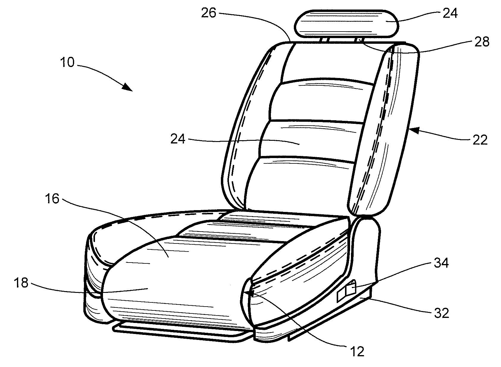Vehicular seat with adjustable thigh support