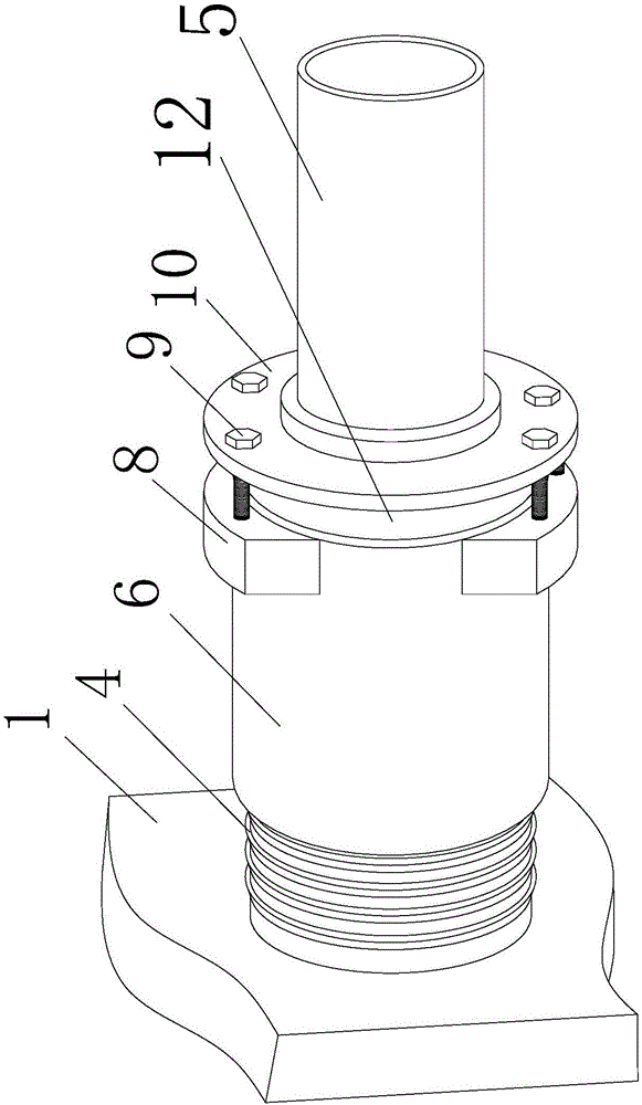 Connection structure for water collection tank and water collection pipe