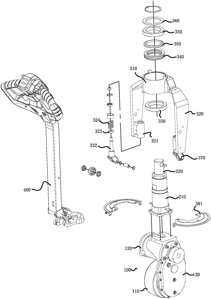 Electric pallet truck steering drive structure
