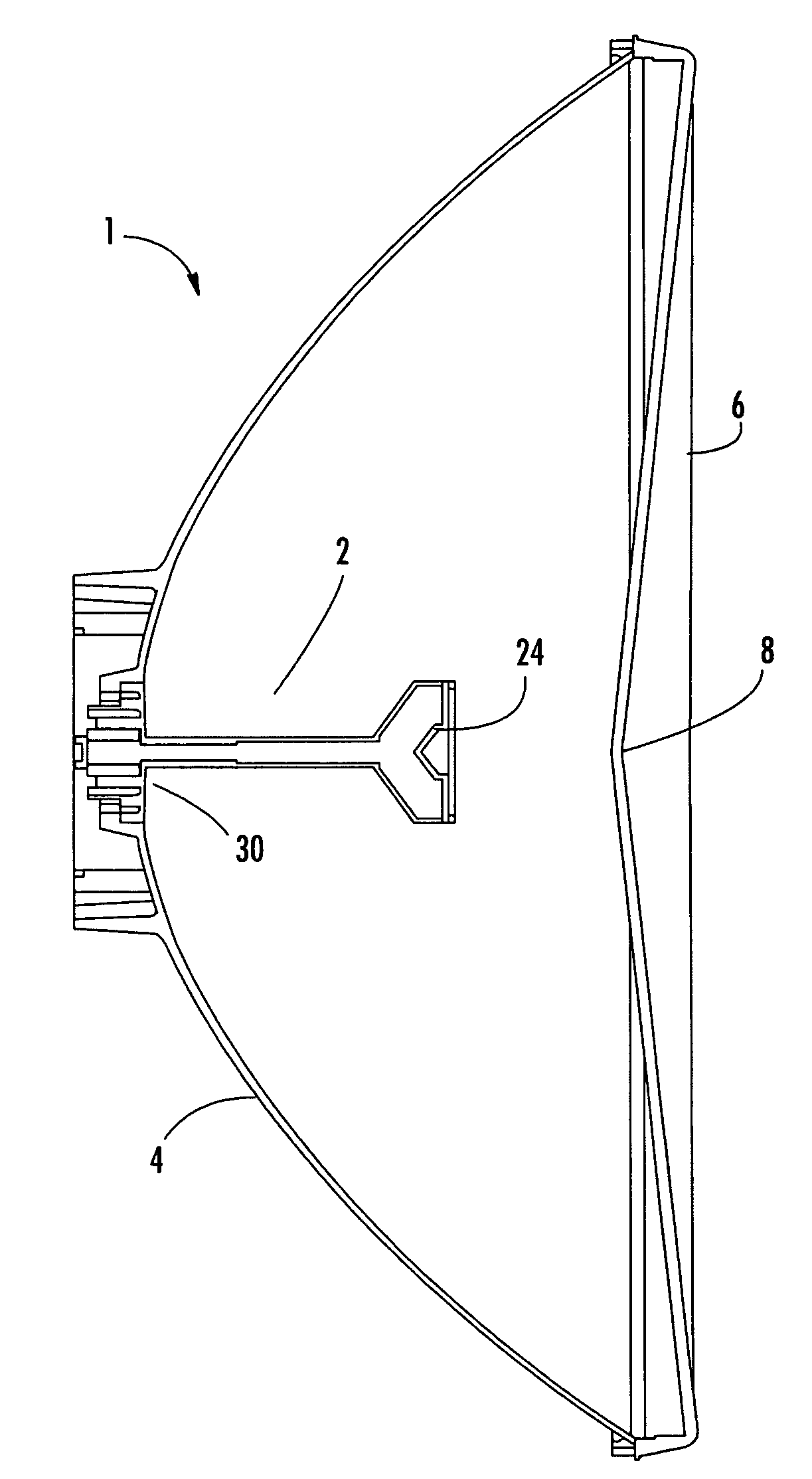 Reflector antenna with injection molded feed assembly