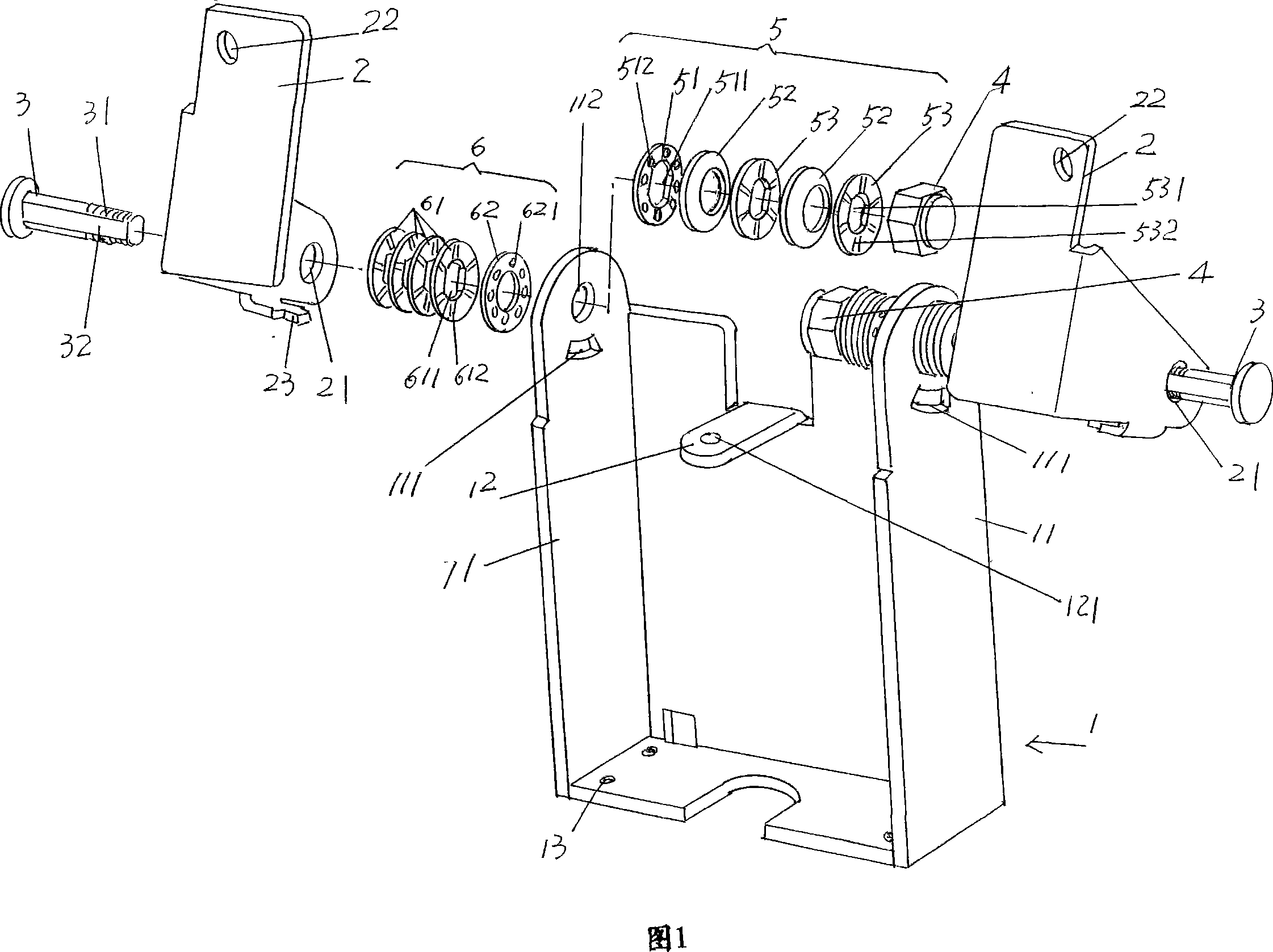 Rotary shaft rack for liquid crystal display screen