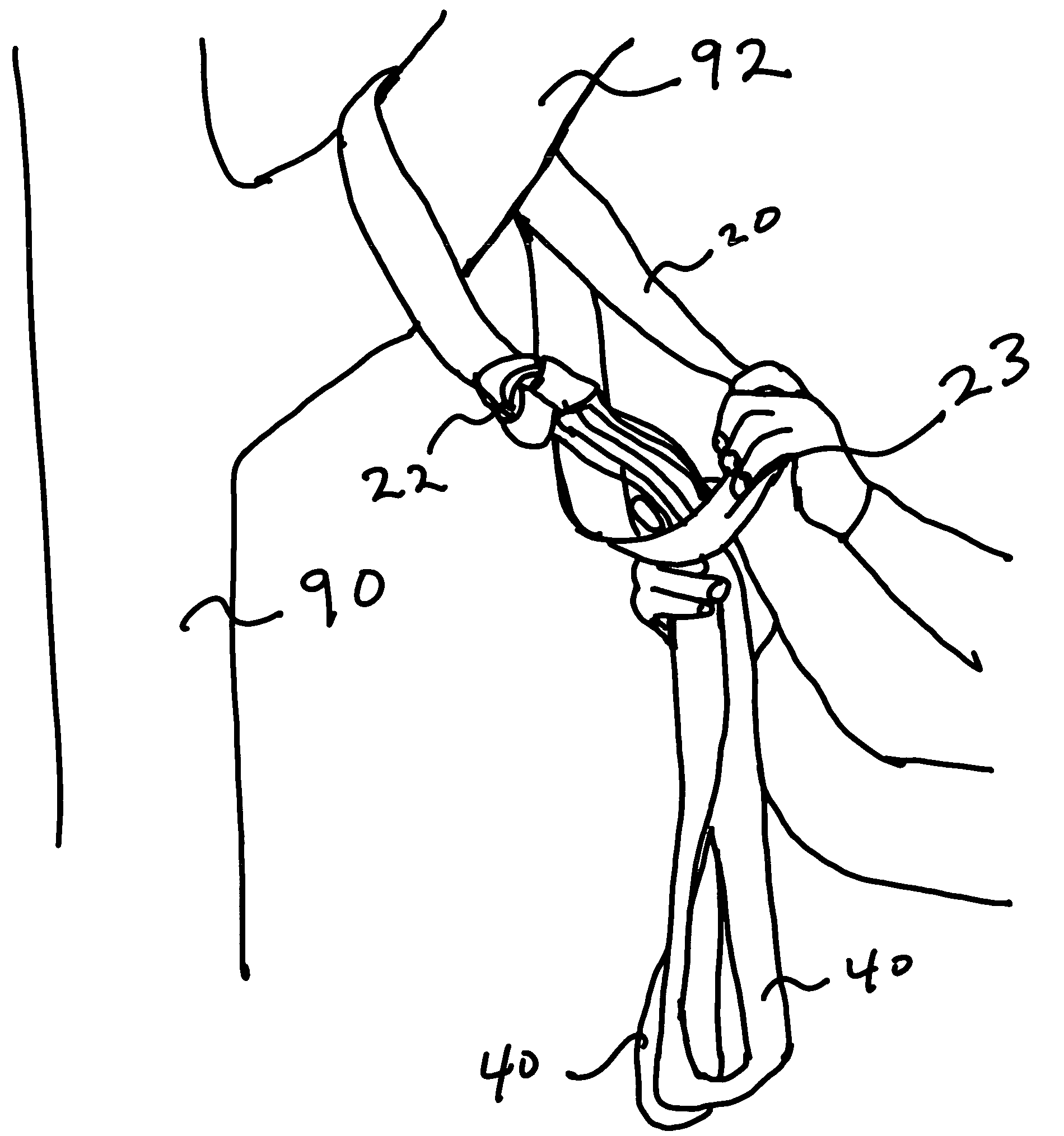 Method and apparatus for practicing yoga in and around trees