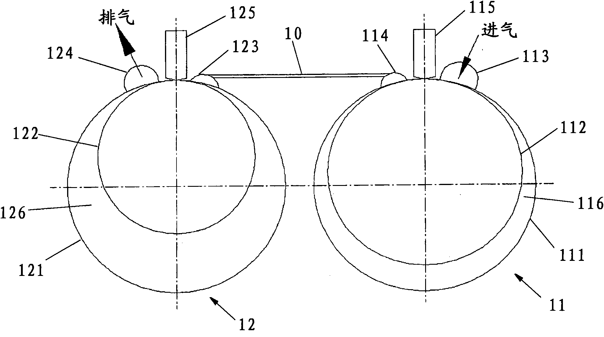 Two-stage rolling rotor-type expander