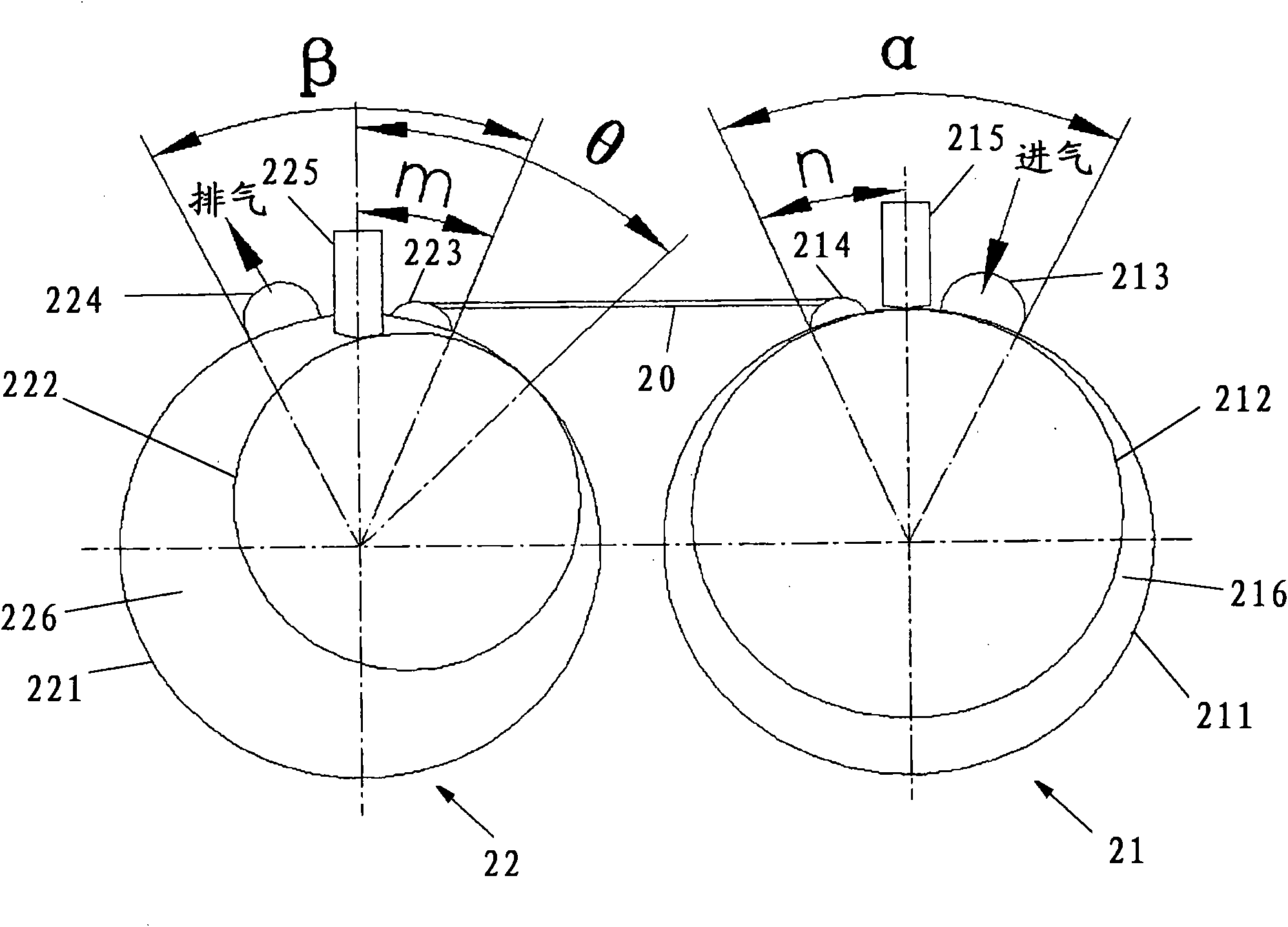 Two-stage rolling rotor-type expander