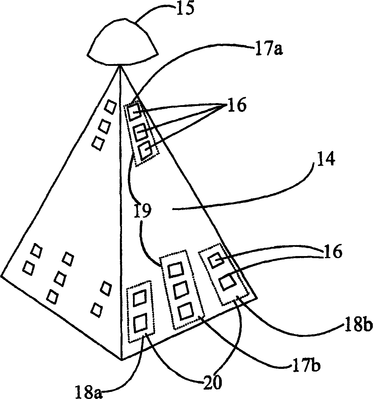 Antenna system and method for measuring the azimuth and elevation angles of an active, signal sending radiosonde