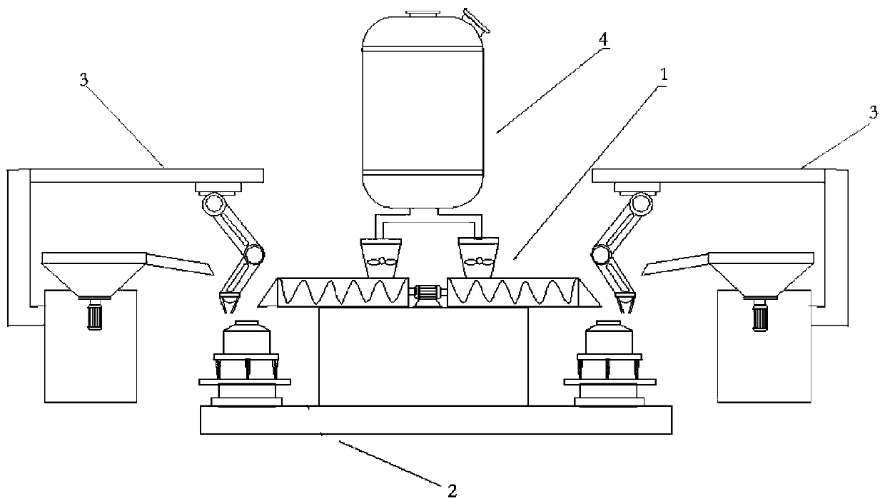 Efficient discharging device for water-based extinguishing agent production and working method of efficient discharging device