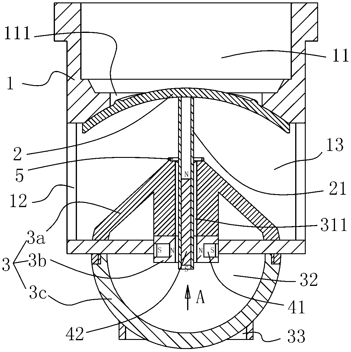 Novel structure of magnetic suspension floor drain core