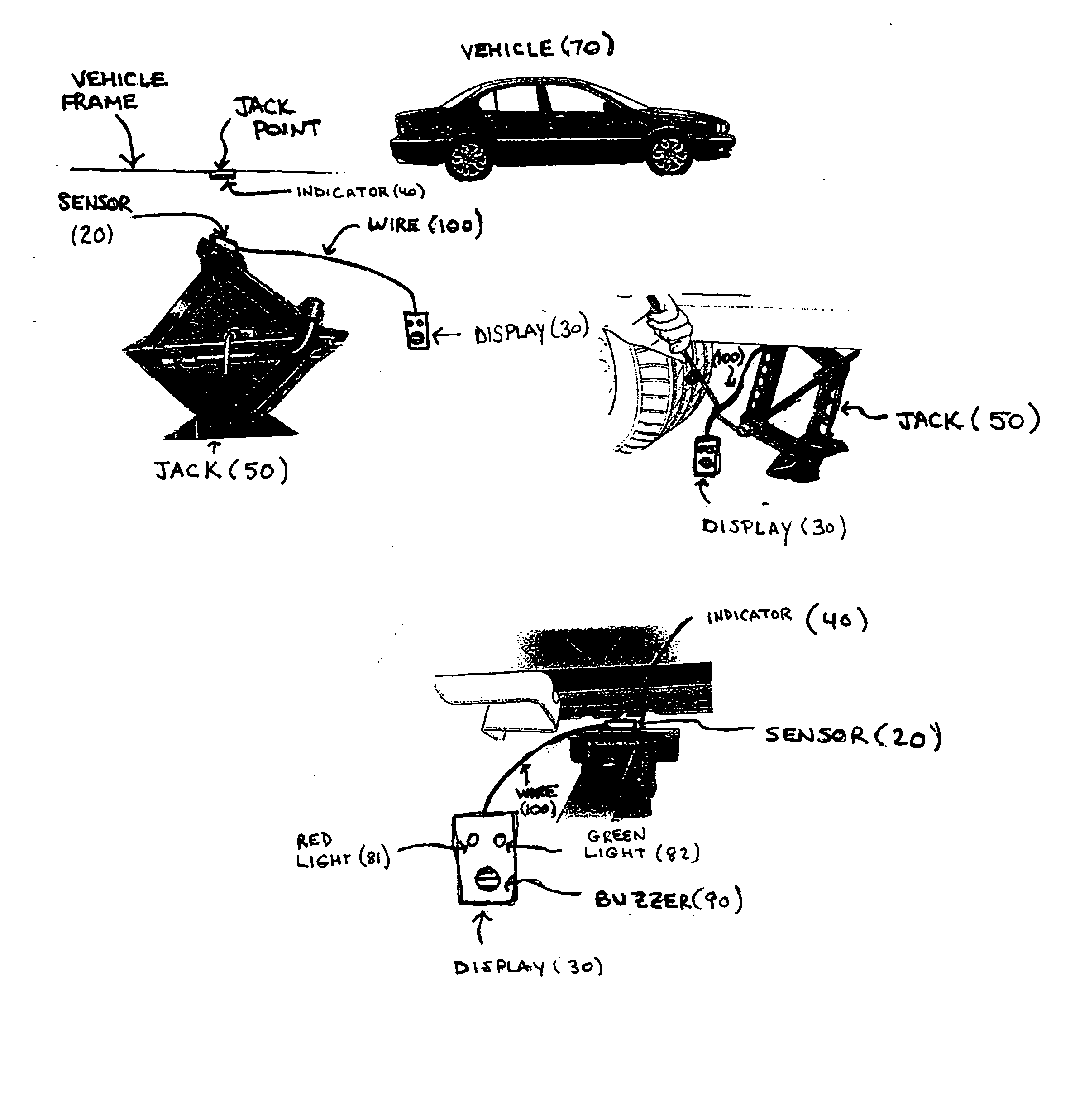 Vehicle jack positioning device and method