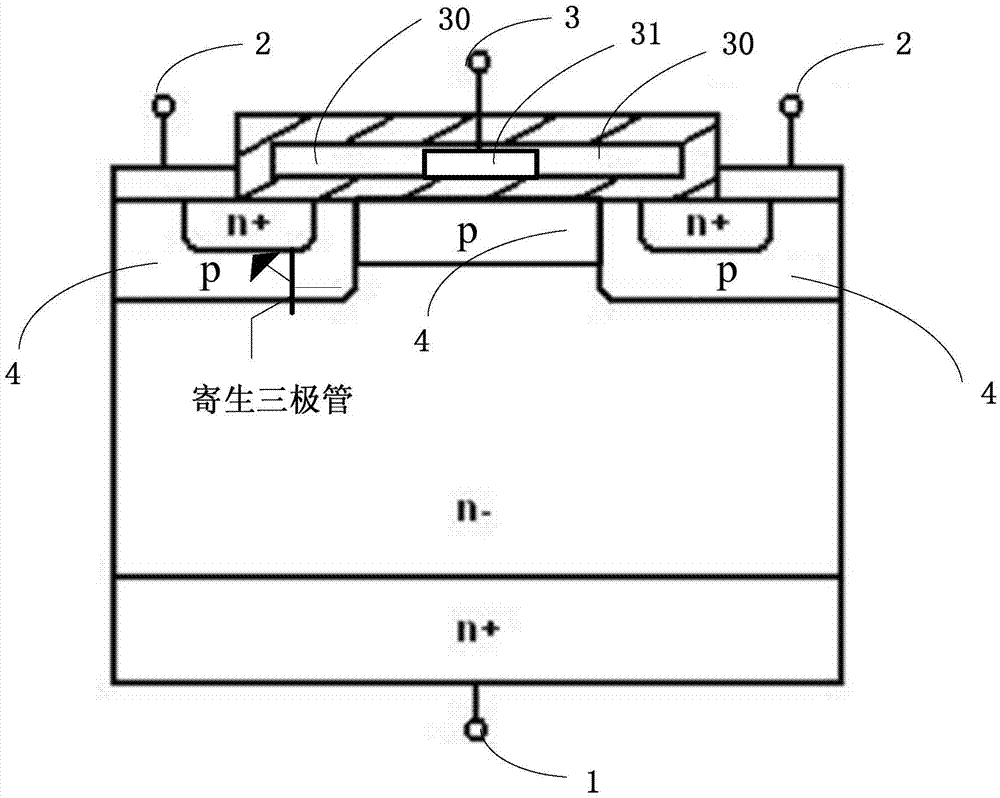 Vertical double-diffused metal oxide semiconductor device and fabrication method therefor