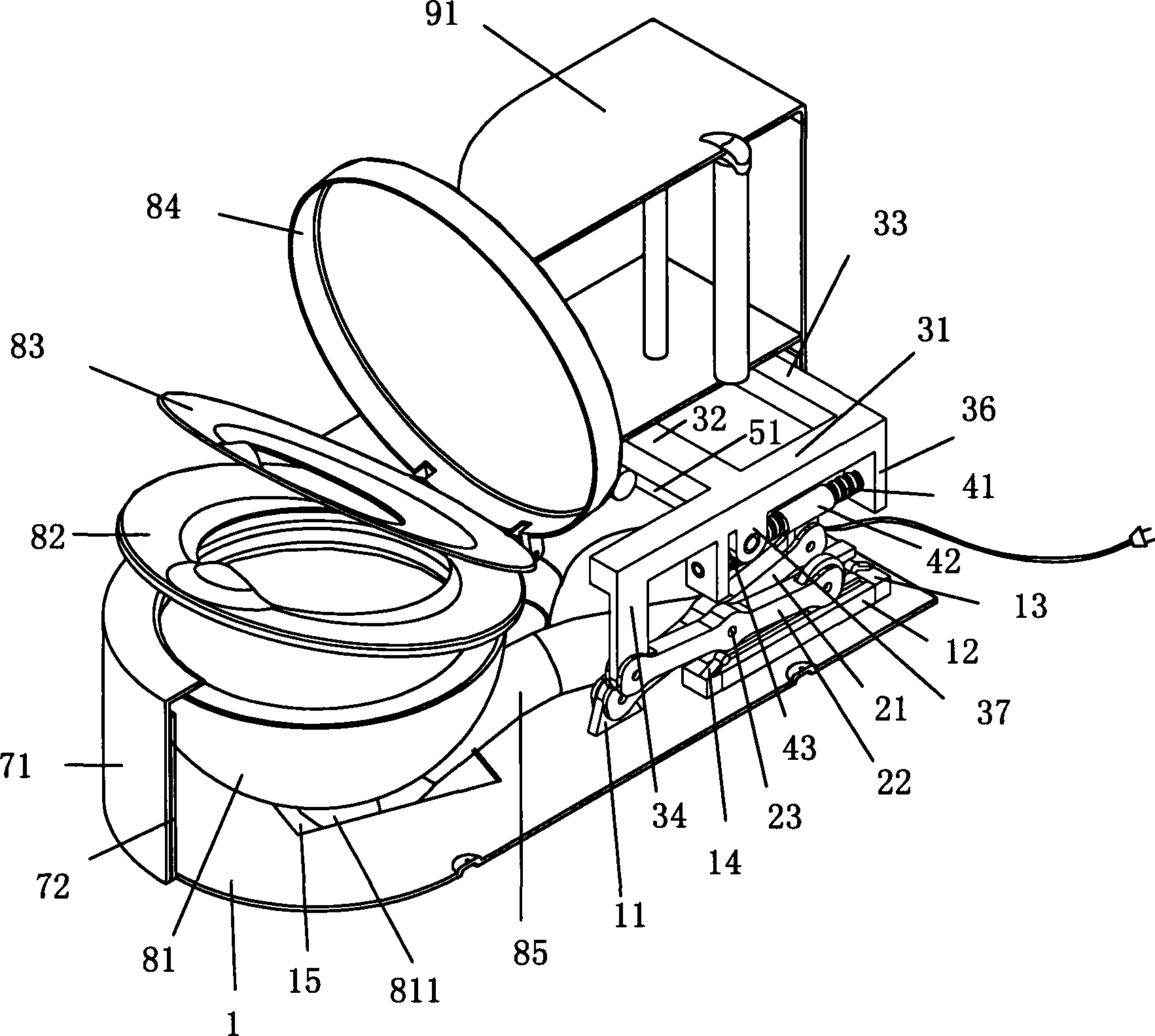 Elevating gear of water closet