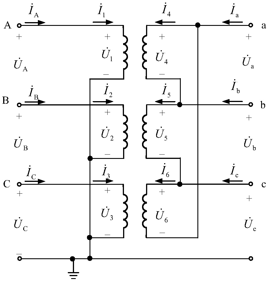 A three -phase transformer three -phase model automatic generation method